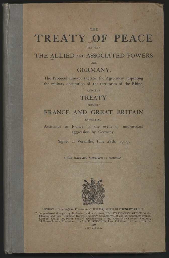 Tratado de Versalhes em Inglês, o acordo que pôs fim à primeira guerra mundial