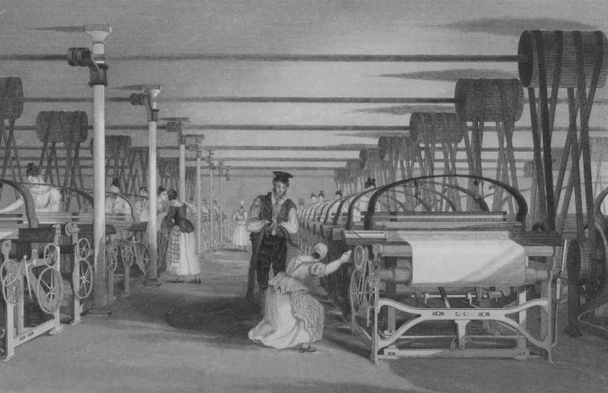 trabalhadores na Indústria têxtil na Inglaterra do século XIX