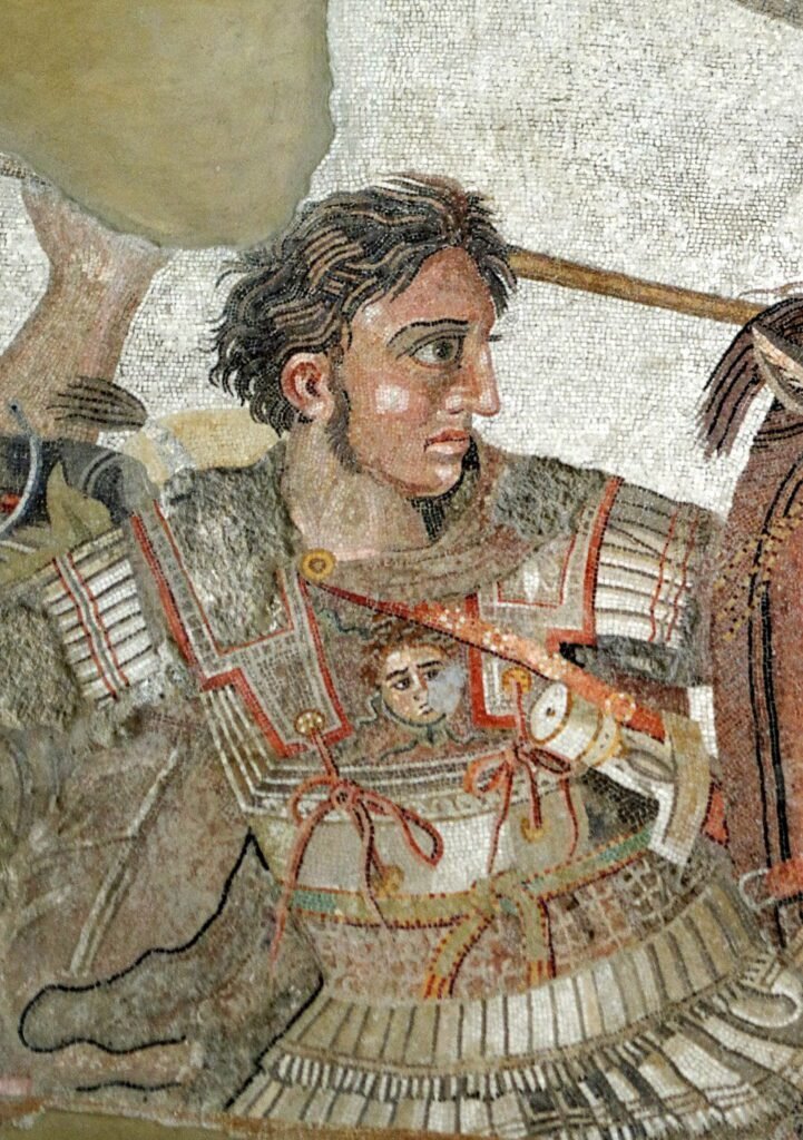 Alexandre Magno e seu cavalo Bucéfalo, na Batalha de Isso