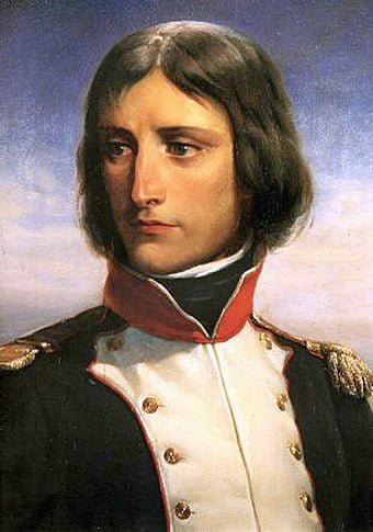 Napoleão Bonaparte, 23 anos, como tenente-coronel de um batalhão de voluntários republicanos da Córsega. Retrato de Henri Félix Emmanuel Philippoteaux.