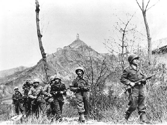 Brazilian troops in Torre di Nerone, near Monte Castello.
