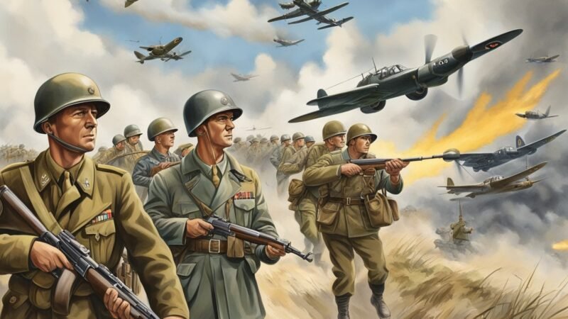 Desenho de Soldados da formação do Eixo na Segunda Guerra Mundial