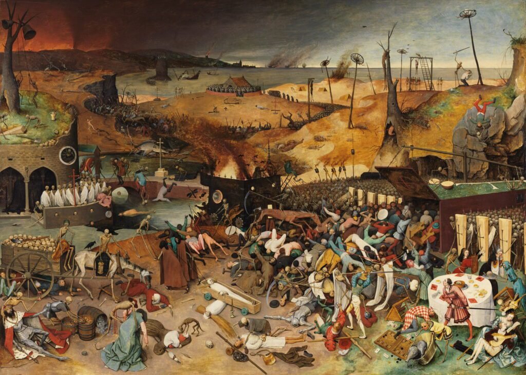 O Triunfo da Morte um quadro sobre a peste negra de Pieter Bruegel.