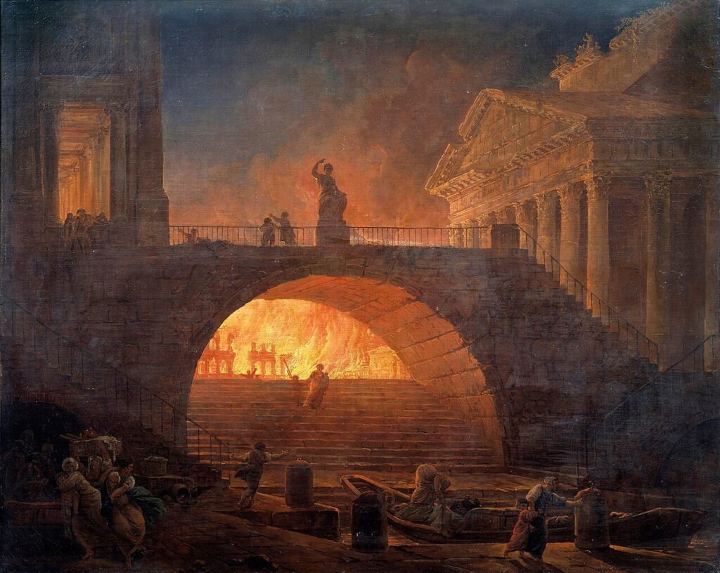 Fogo em Roma por Hubert Robert (1785).